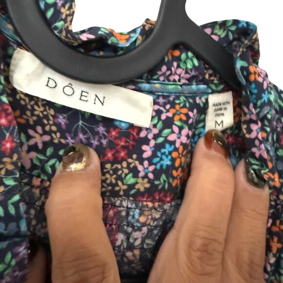 Doen The Rose Ladybird Floral Oversized Peasant Blouse Womens Size Medium - Picture 3 of 7